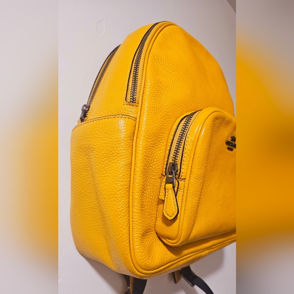 Coach Yellow Mustard Medium Backpack Shoulder bag New - Picture 4 of 9